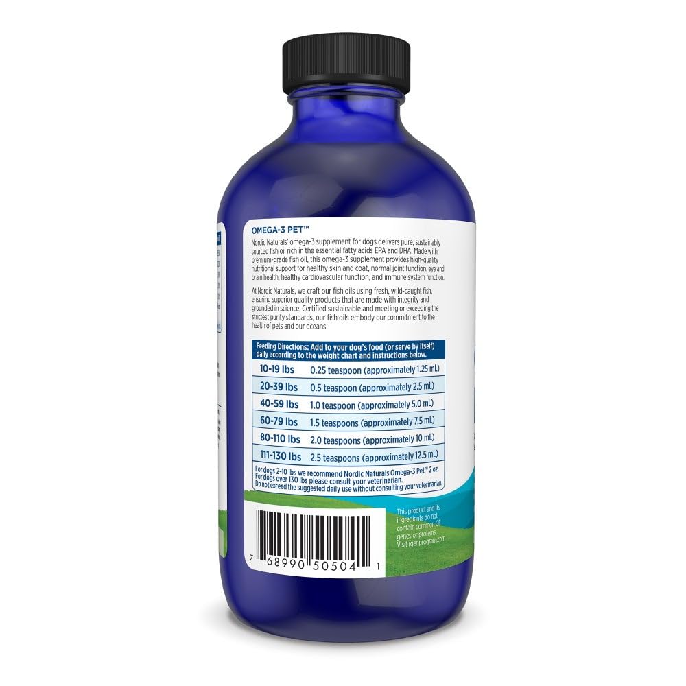 Nordic Naturals Omega-3 Pet, 1380mg Fish Oil for Dogs w/EPA DHA - 16oz | Delivers 1380 mg of omega-3s per teaspoon with EPA and DHA to support heart health, immunity, and overall vitality in dogs