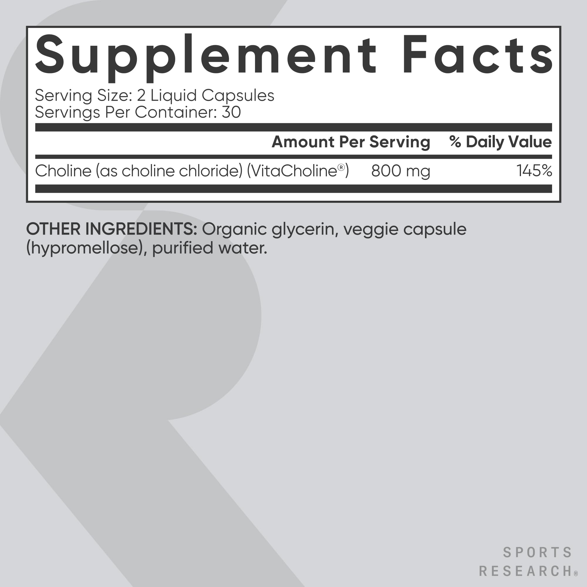 Sports Research ® Extra Strength Choline 800 mg - Essential Nutrient Featuring VitaCholine ® for Focus Support - Vegan Certified • Non-GMO • Gluten Free - 60 Liquid Capsules Sports Research buy supplements Au