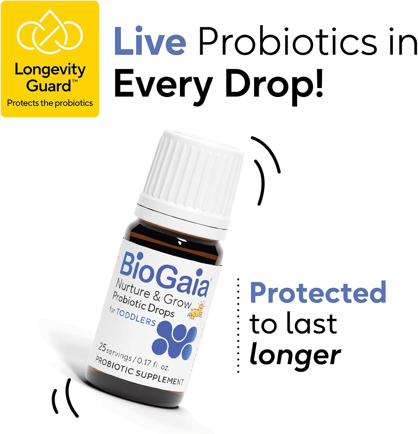 BioGaia Nurture & Grow Toddler Probiotic Drops | Gut, Immune & Oral Health | Age 1+ | Digestive Health & Regularity | Immune Support | Promotes Respiratory & Oral Health | Easy-to-use drops | 5mL