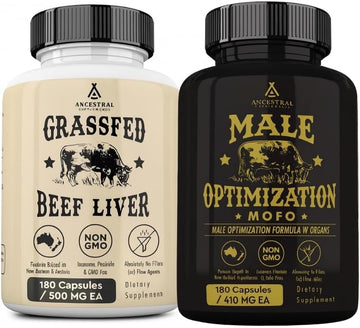 Ancestral Supplements Beef Liver & Mofo Bundle for Men – Supports Energy, Strength, Hormone Health & Vitality – Grass Fed, Pasture Raised Beef Organ Multivitamin with Targeted Nutrients