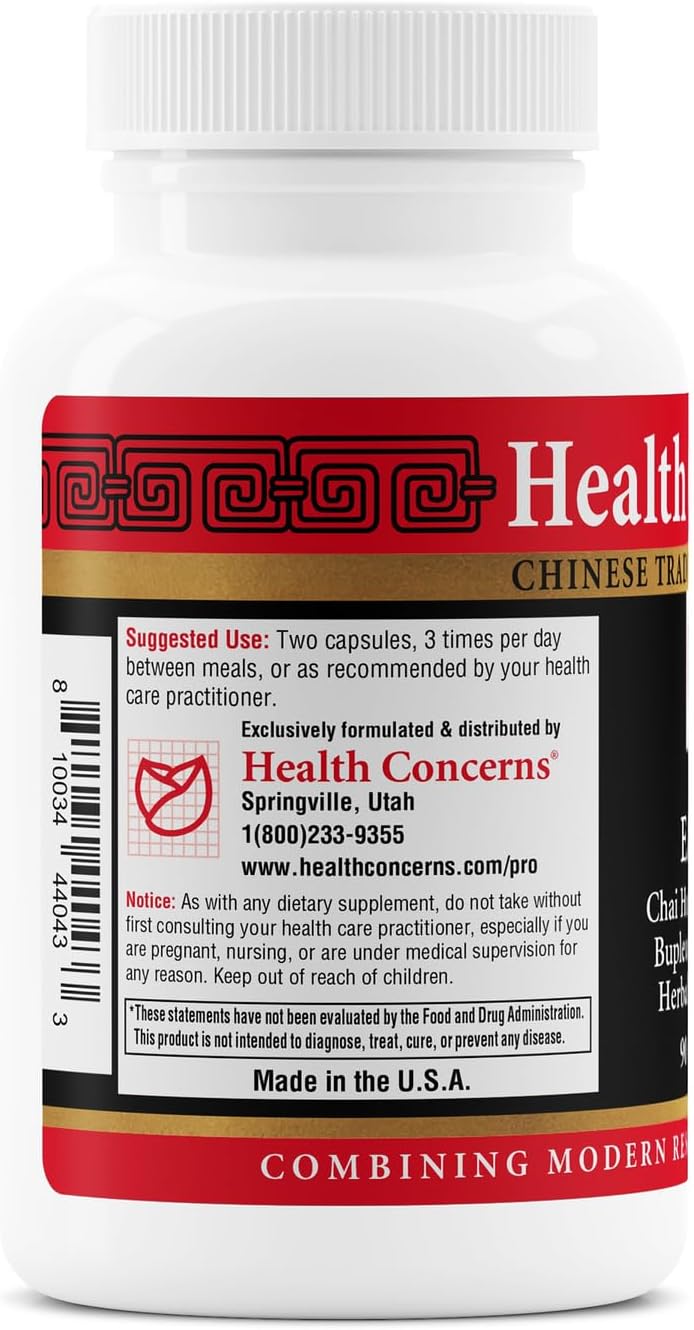 Health Concerns Ease Plus – Mood Balance, Stress Support, Liver & Digestive Harmony – Bupleurum & Calcium Herbal Supplement – Chinese Traditional Supplements – 90 Capsules