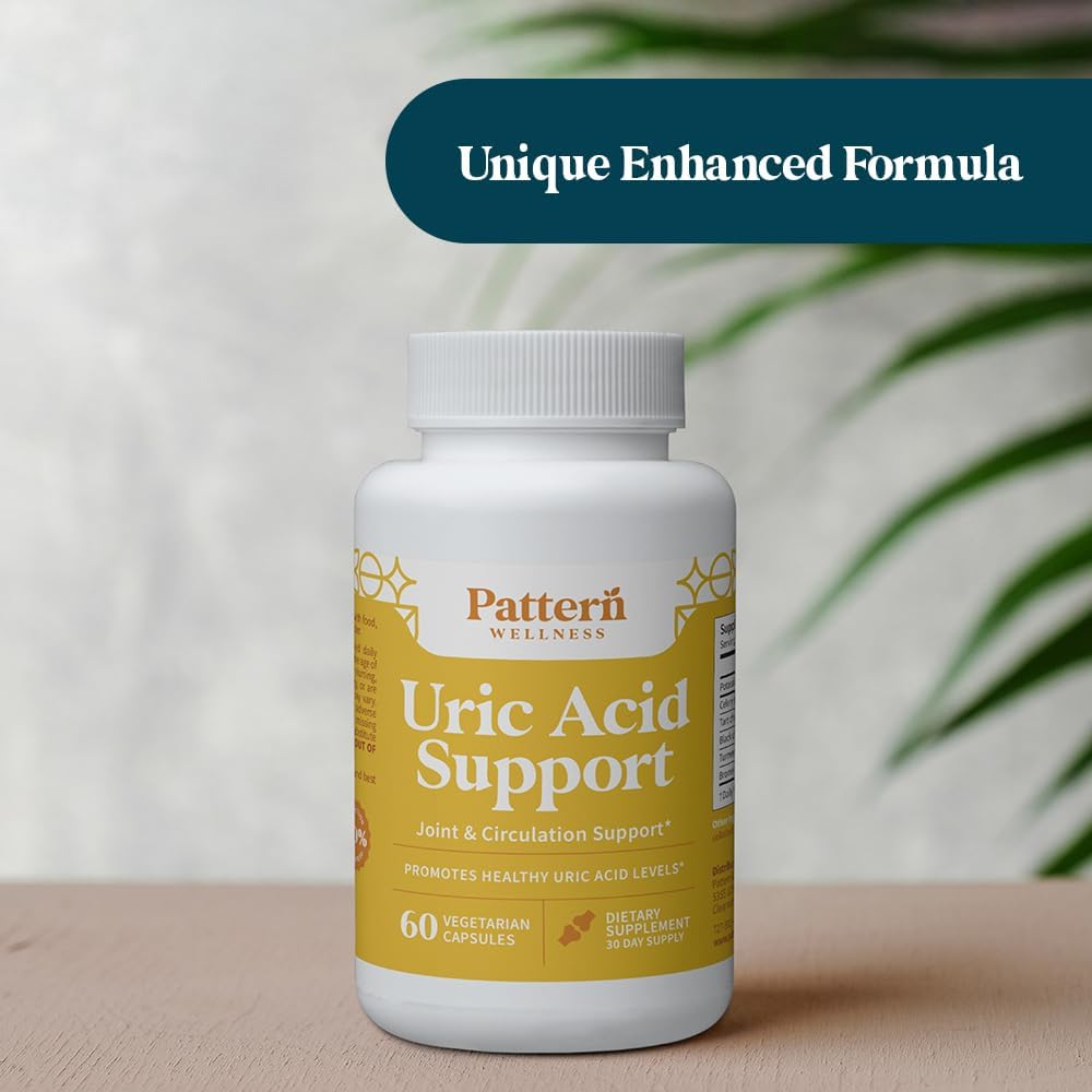 Pattern Wellness Uric Acid Support Supplement – Supports Uric Acid Balance & Joint Wellness – Herbal Formula – 3rd Party Lab Tested – 60 Veggie Capsules