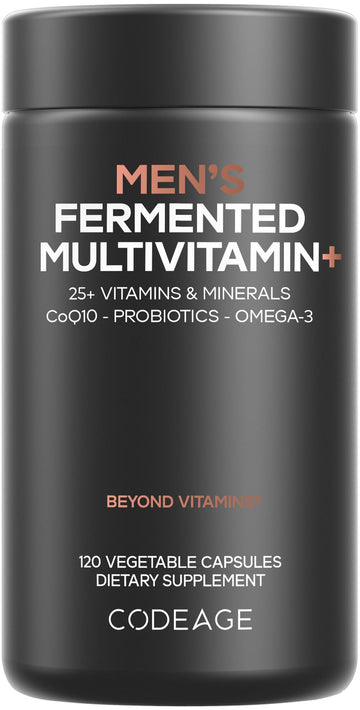 Codeage Men’s Daily Multivitamin – 25+ Essential Vitamins & Minerals, Organic Whole Foods, Probiotics, Omega-3, Zinc, Vitamins A, B, C, D, E & K – 120 Capsules CodeageBuy Supplements Australia