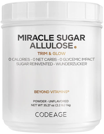 Codeage Miracle Sugar Allulose Powder - All-purpose Zero Calorie Allulose Sweetener, +3 Month Supply - 0 Net-Carbs - Rare Sugar Alternative to Stevia, Aspartame & Liquid - Non-GMO - 35.27 Oz CodeageBuy Supplements Australia