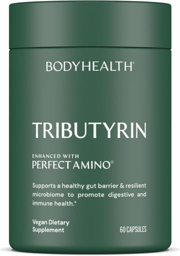 BodyHealth Tributyrin 200mg - Tri-Butyrin Supplement for Gut Health Support, Digestive Comfort, Microbiome Balance & Immune Support* - 60 Capsules