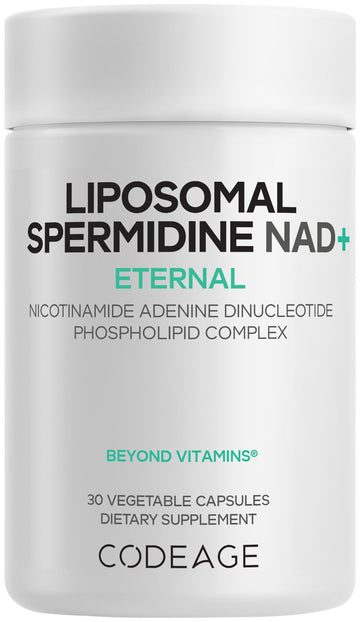 Codeage Liposomal Spermidine NAD+ Spermidine Supplement - 500 Mg NAD+ Vitamin C - Liposomal Delivery - Nicotinamide Adenine Dinucleotide Pills - 1 Capsule Per Serving - Vegan, Non-GMO - 30 Capsules CodeageBuy Supplements Australia