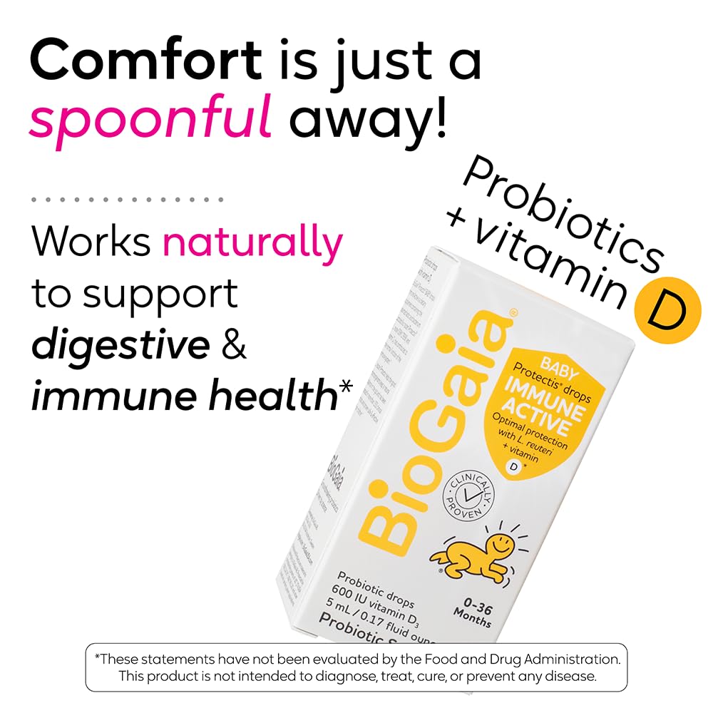 BioGaia Immune Active Baby Probiotic Drops + Vitamin D | Immune & Digestive | Pediatrician-Recommended | Supports Immune Health | Promotes Digestive Health & Regularity | Baby & Toddlers | 50 Day Supply
