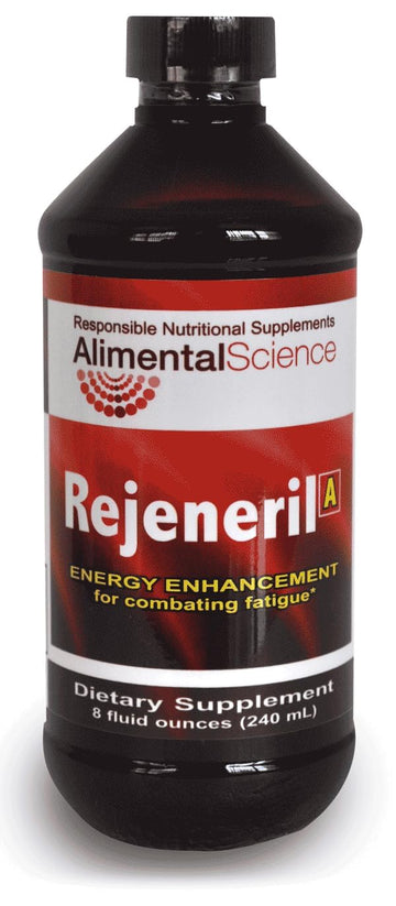 Bottle of Alimental Science Rejeneril A dietary supplement on a white background
