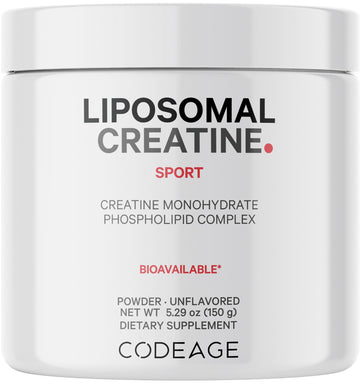 Codeage Liposomal Creatine Powder Supplement, Pure Creatine Monohydrate 5000mg, Pre Workout & Post Workouts - Unflavored Creatine, Micronized Creatine Powder - Creatinine for Sports - 30 Servings CodeageBuy Supplements Australia