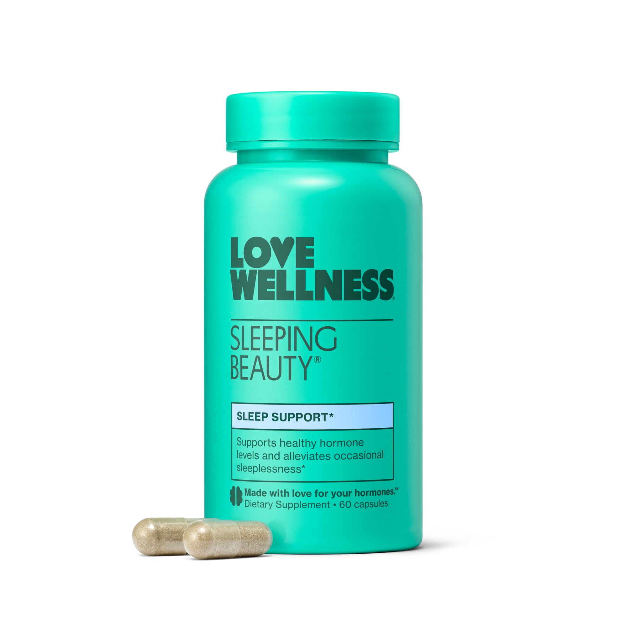 Love Wellness Sleeping Beauty | Sleep Support with Melatonin, Magnesium & L-Theanine | Promotes Restful Sleep, Relaxation & Calmness | Organic Valerian Root Powder & Lemon Balm | 60 Count Love Wellness buy supplements Au