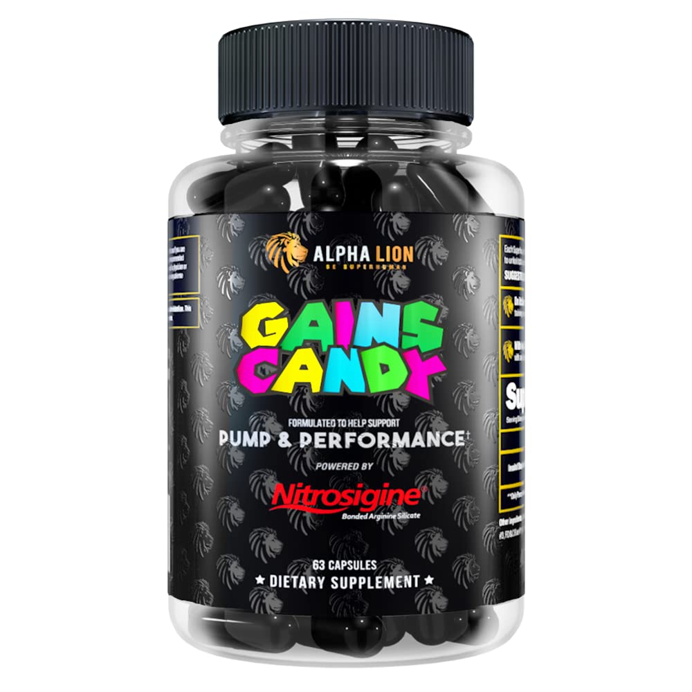 ALPHA LION Gains Candy, Supplement Pills that Support Weight Loss, Appetite Suppressant, Keto-Diet Friendly, Decrease Body Fat, Upgrade Energy & Workout Performance, 60 Capsules (MitoBurn®)