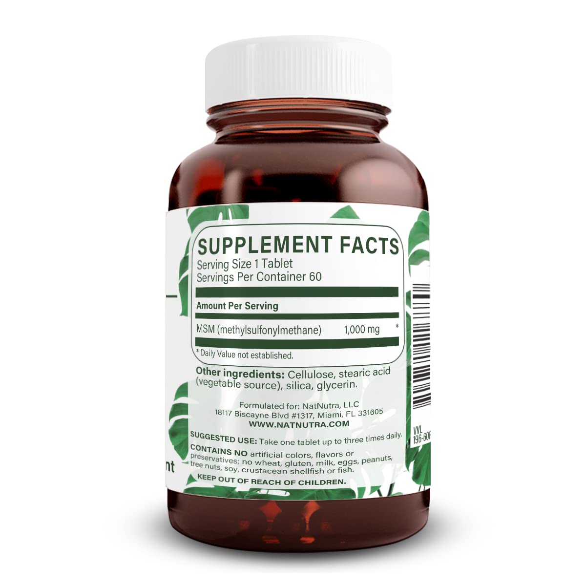 Natural Nutra OptiMSM, MSM Supplement with Sulfur 1000 mg, 120 Vegan Tabs | Cartilage Health, Prevent Thinning Hair, Increase Joint Flexibility and Bone Health, Support Fluid balance, Weight loss