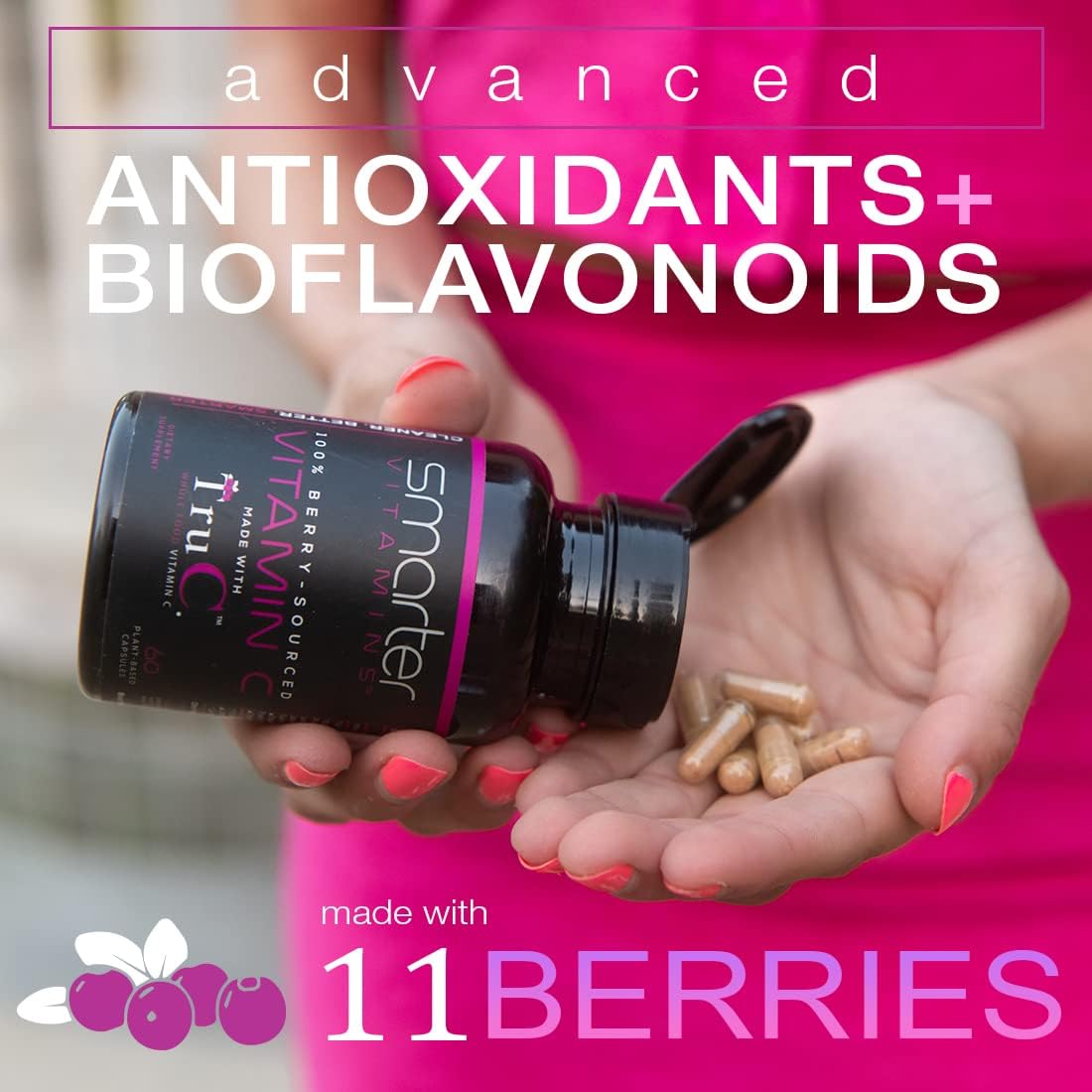 5 Pack Whole Food Vitamin C from 11 Berries with Antioxidants, 300 Capsules | Plant-based TruC with bioflavonoids and polyphenols for immune, collagen and skin support; vegan, non-GMO and easy to digest