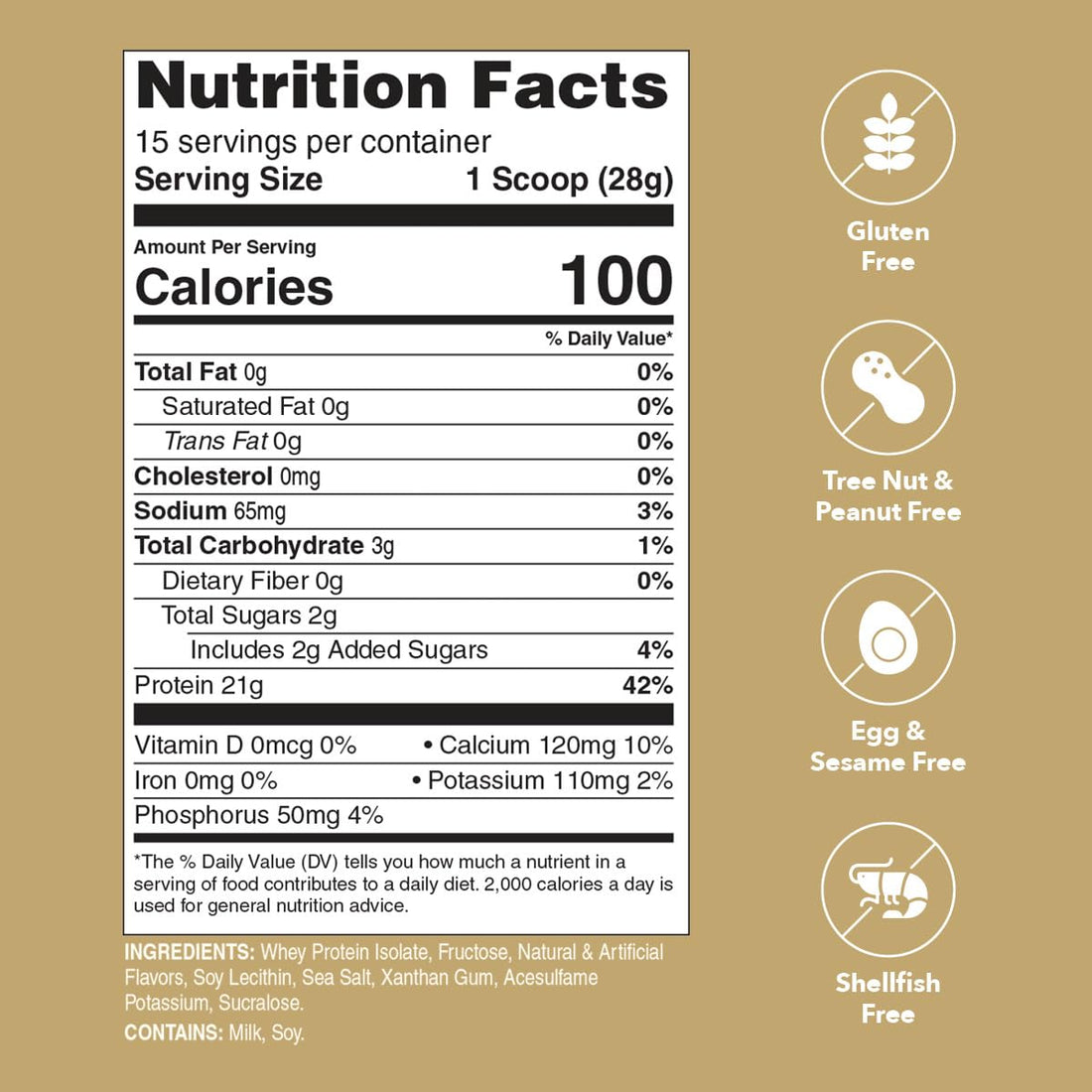 Unjury Whey Protein Powder | Vanilla | 21g 100% Whey Isolate Protein Powder | Low Carb and Lactose Free | Gluten Free | Certified Kosher | 15 Servings