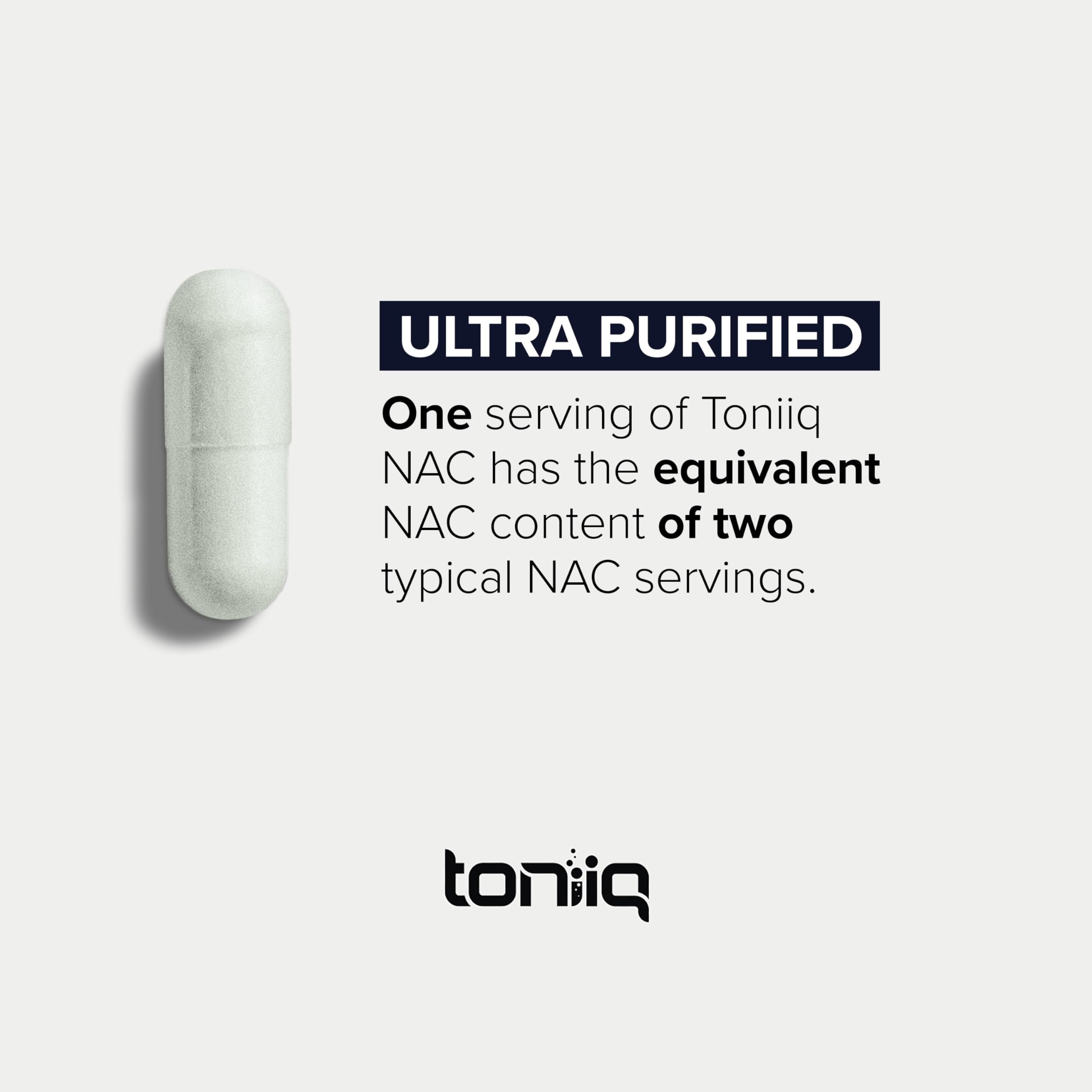 Toniiq 1300mg NAC - 4 Month Supply - Min. 98%+ Tested Purity - Ultra High Strength Bioavailable NAC Cysteine Supplement - 240 Vegetarian N Acetyl Cysteine
