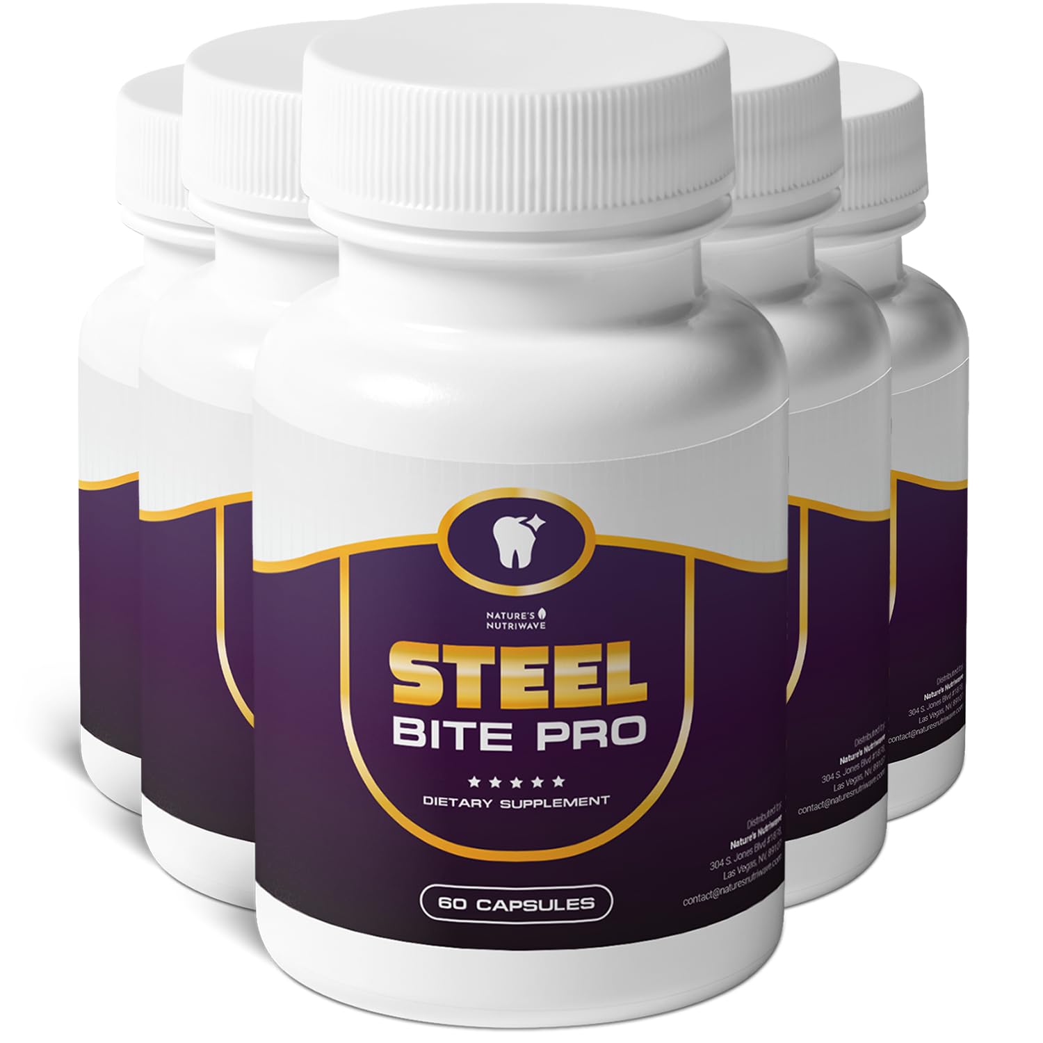 Steel Bite Pro – 23 Plant-Based Ingredients – 60 Ct, 1 Month Supply | 23 plant-based ingredients with Zinc & Turmeric | Non-GMO, Made in USA | Easy-to-swallow oral-care capsule