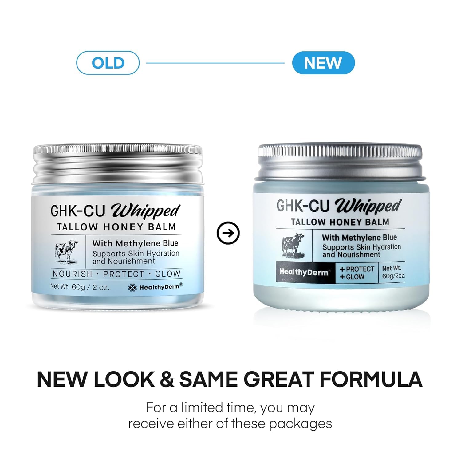HealthyDerm Copper Peptides GHK-Cu Beef Tallow for Skin: Blue Balm with Methylene Blue, Manuka Honey & Vitamin E – Natural Face and Body Moisturizer for Mature, Dry & Sensitive Skin – 2oz