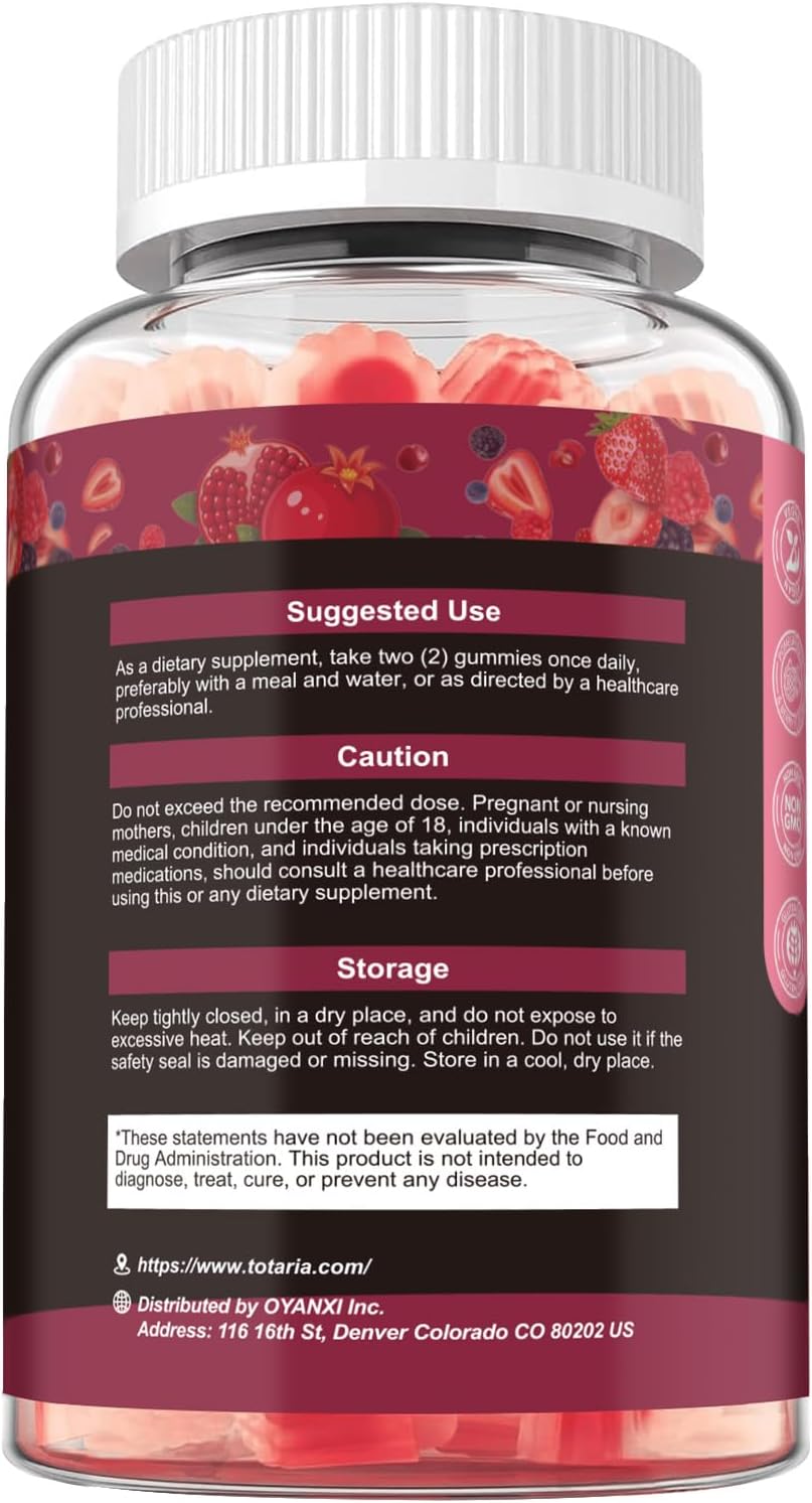 Totaria Beet Root Gummies - Blood Pressure & Cardiovascular Support, Beetroot Supplement with Grape Seed, Pomegranate - Nitric Oxide Gummies for Heart Health, Circulation, Vegan, Non-GMO, Sugar Free