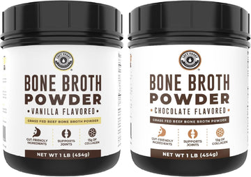Left Coast Performance Vanilla Bone Broth Protein Powder, 16oz + Chocolate Bone Broth Protein Powder 16oz