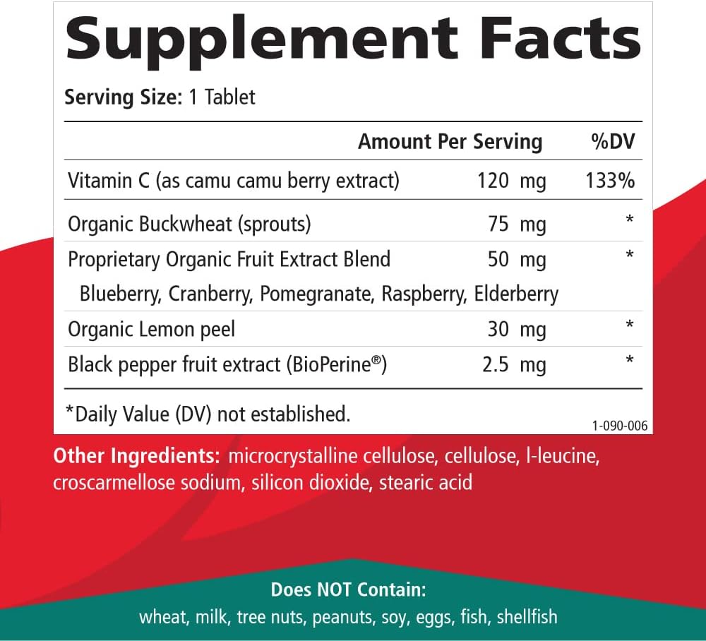 PURE ESSENCE LABS Whole-C Whole Food Vitamin C - Best Immune Support - Organic & Nature Vitamins - Immunity Booster & Dietary Supplements (30 Tablets)