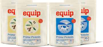 Equip Foods Chocolate Prime Protein Powder - Unflavored (x2) & Vanilla (x2) - Grass-Fed Isolate Beef Protein Powder - Paleo and Gluten Free - Helps Build and Repair Tissue