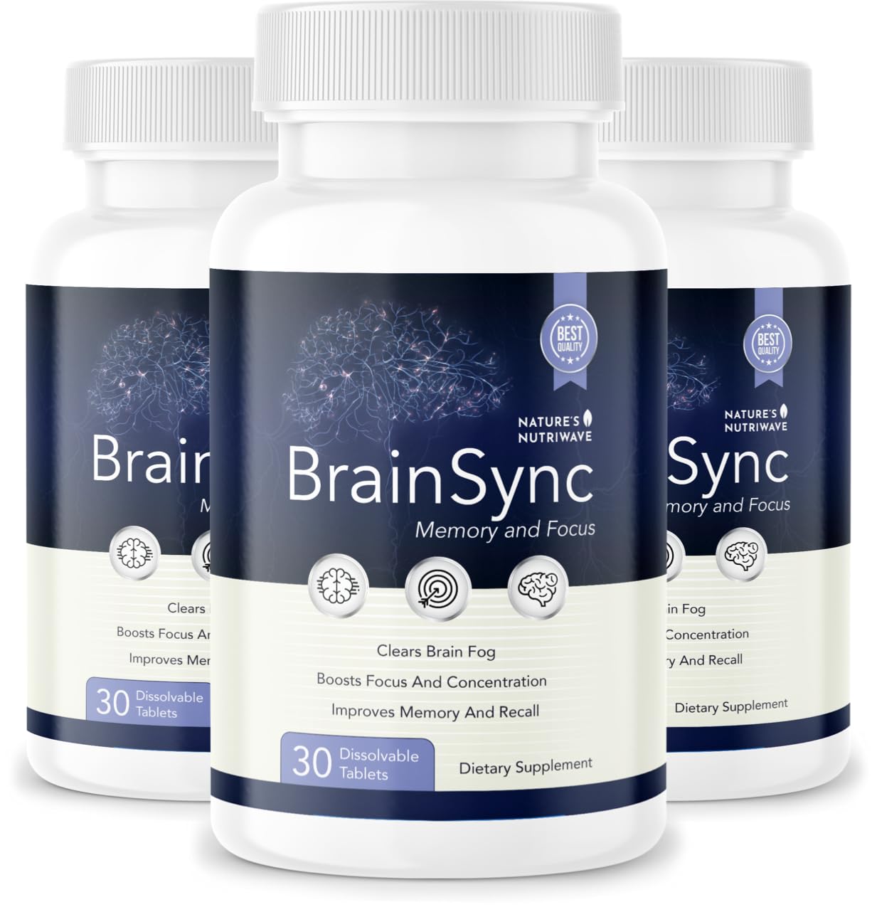 BrainSync – Probiotic Tablets, 3.6 Billion CFU – 30 Ct, 1 Month Supply | Probiotic tablets, 3.6 billion CFU | Easy-to-swallow daily tablet