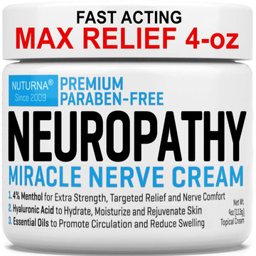 Neuropathy Nerve Relief Cream - Premium Nerve Cream 3X Action for Targeted Relief and Soothing Nerve Comfort - Maximum Strength with 4% Menthol Arnica MSM for Feet Hands Legs Toes & Back - Large 4 Oz NuturnaBuy Supplements Australia