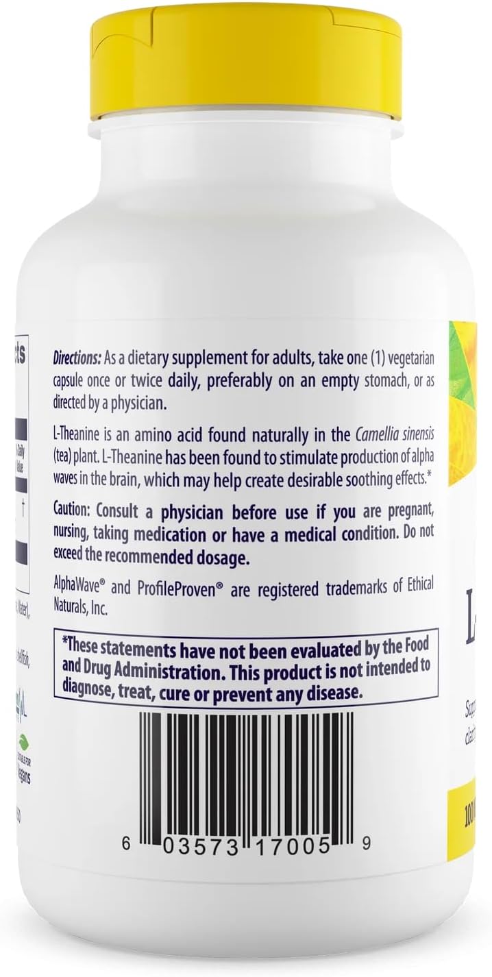 Healthy Origins L-Theanine AlphaWave 100 mg, 180 Veggie Caps
