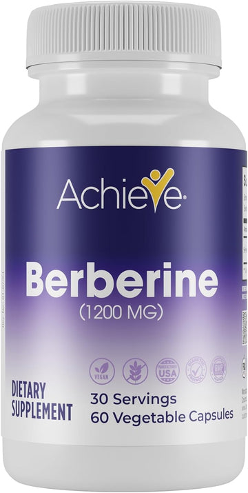 Achieve Berberine 1200 mg Capsules – Daily Wellness & Energy Support, Non-GMO, 60 Count