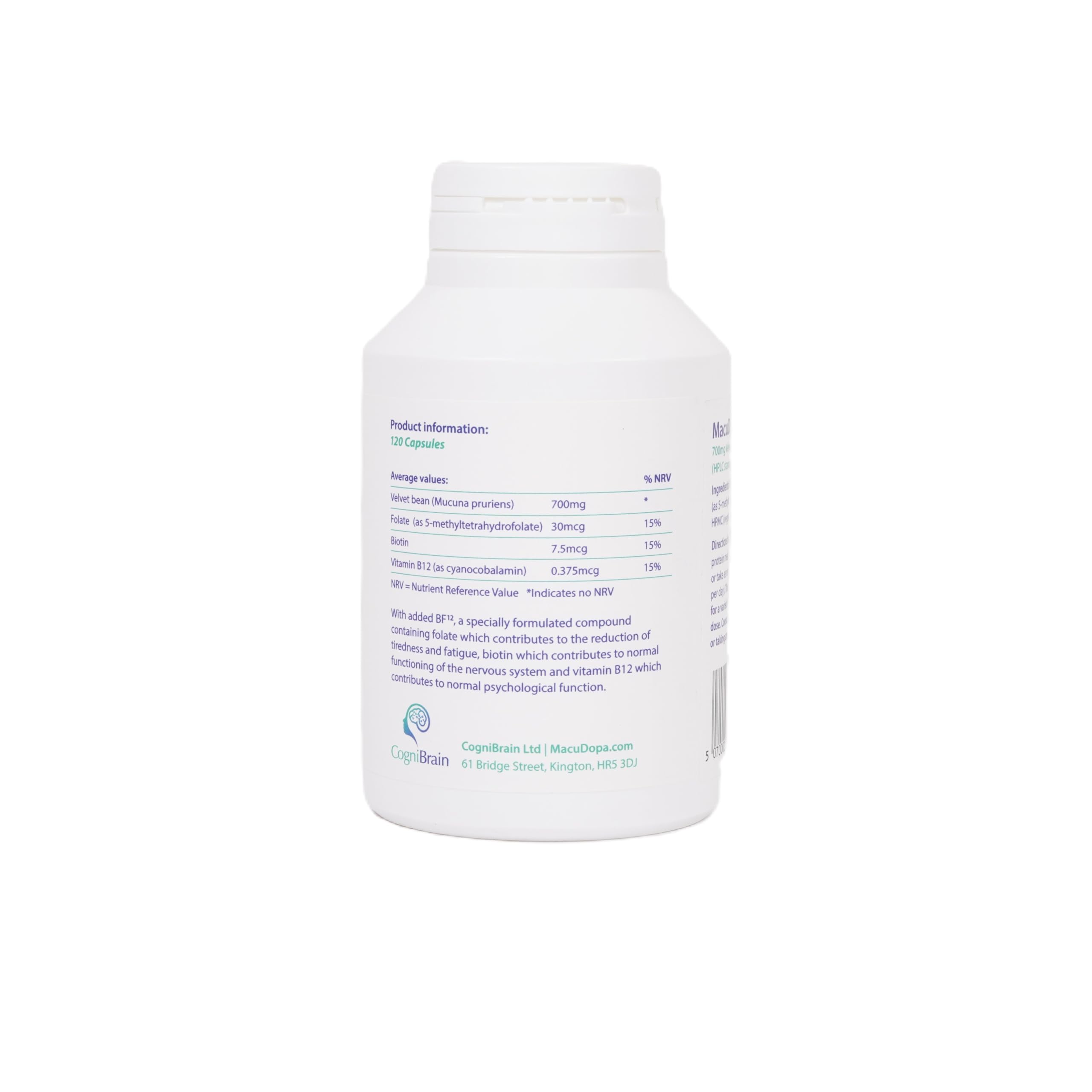 Macudopa Day Capsules 700mg Proprietary Blend, 63% HPLC standardised Levodopa. 120 Veggie Capsules MacuDopaBuy Supplements Australia