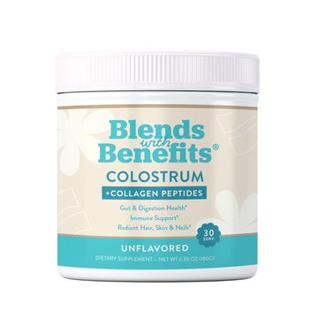 360 Nutrition Blends with Benefits Bovine Colostrum + Collagen Peptides Powder for Gut Health, Hair & Skin Beauty, Immune Support | Grass-Fed, No Added Sugar, Unflavored 6 oz 360 NutritionBuy Supplements Australia