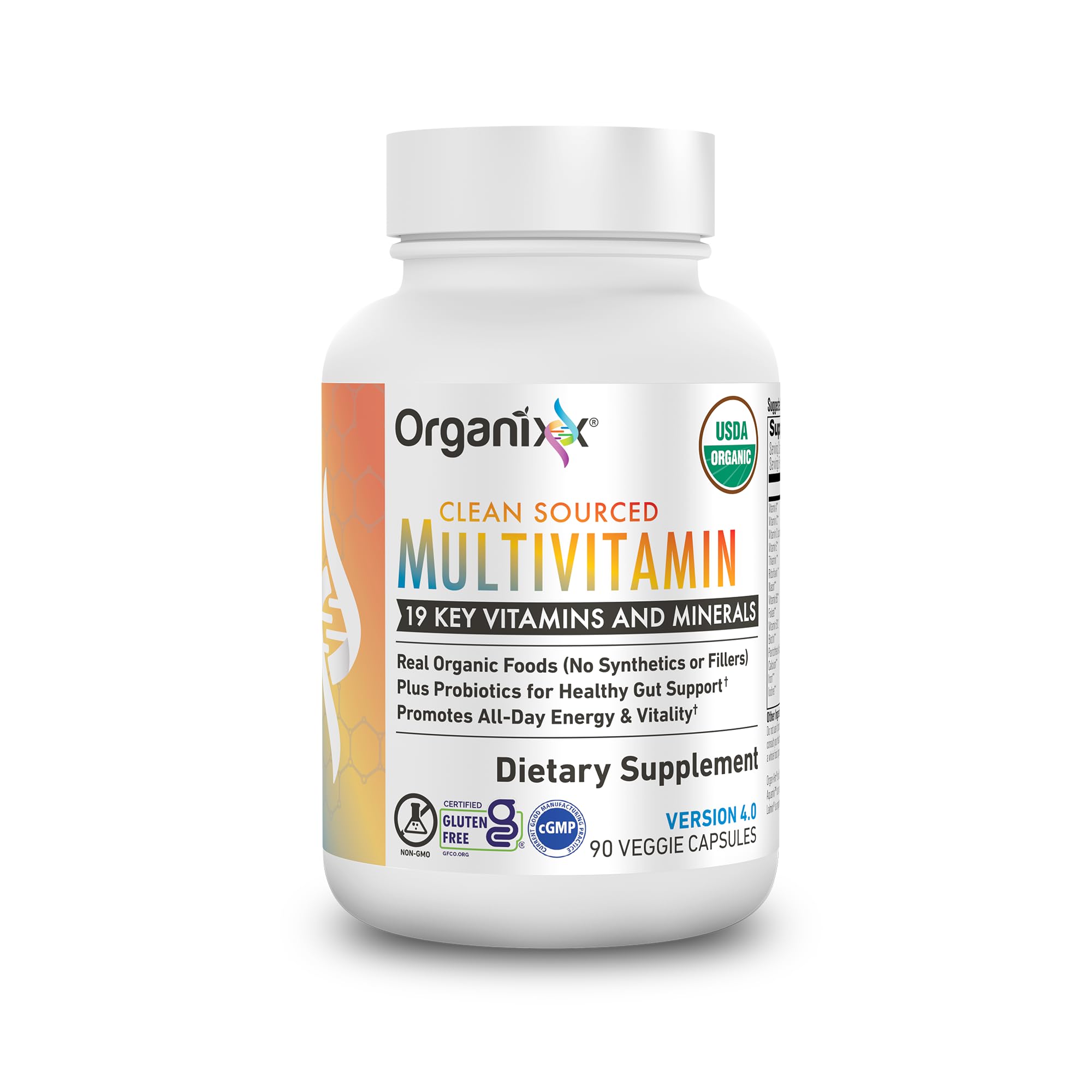 Organixx Clean Sourced Multivitamin for Women & Men, w/Vitamin C, D3, Vitamin B Complex, Probiotics, Organic Fruits & Vegetables, Supports Digestive Gut Health, Immune Support, 90 Vegan Gel Capsules OrganixxBuy Supplements Australia