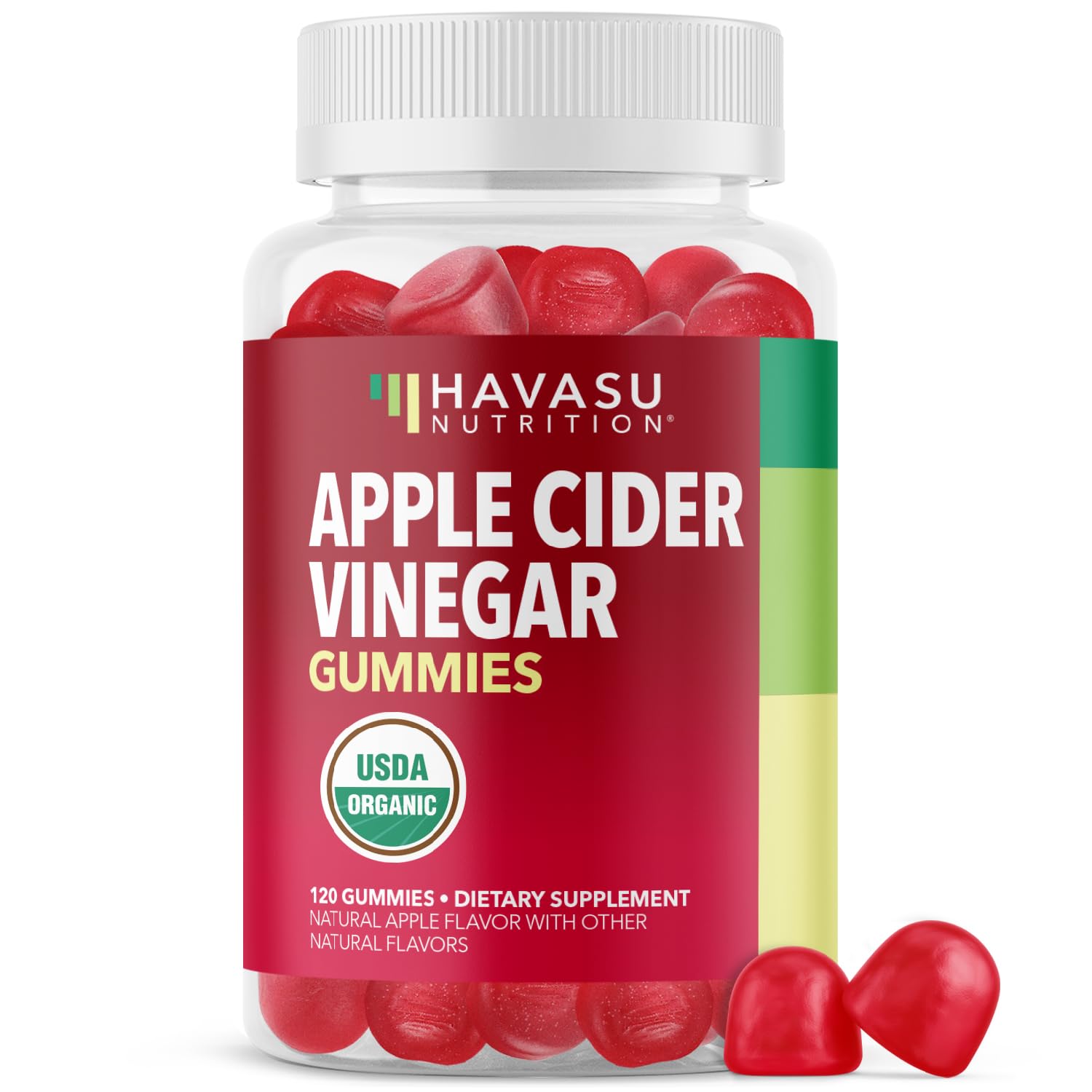 Apple Cider Vinegar Gummies, USDA Organic, Apple Flavor, 1-Month Supply | USDA Organic ACV Gummies for Digestive Health, Metabolism & Gut Support, Vegan, Gluten-Free, No Harsh Taste, 60ct