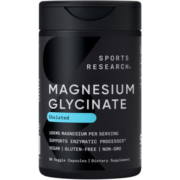 Sports Research® Magnesium Glycinate - Supports Restful Sleep & Enzymatic Processes - 160 mg Chelated Magnesium - Vegan Capsule - 90 Count Sports ResearchBuy Supplements Australia