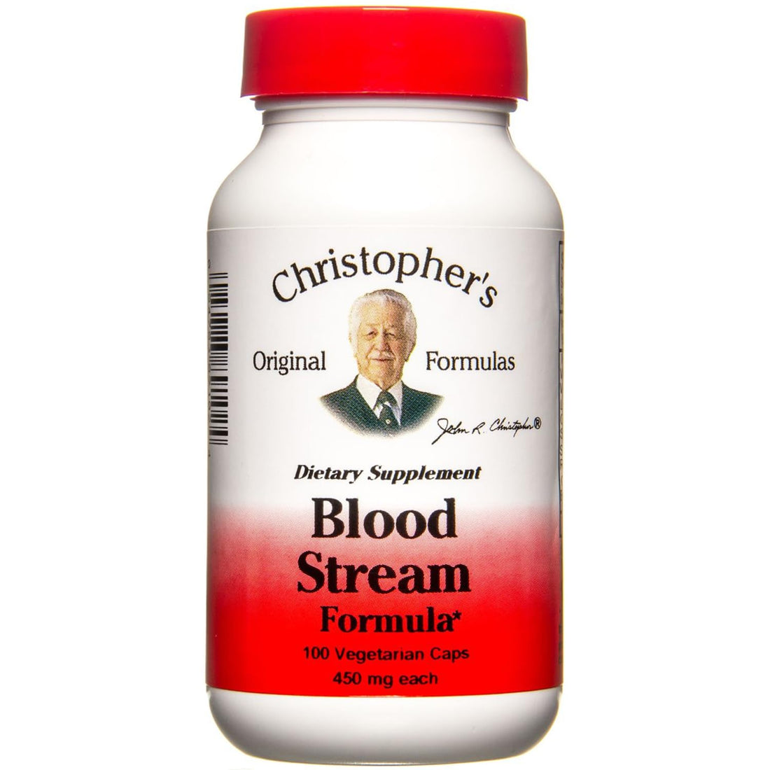 Supplement bottle labeled 'Christopher's Original Formulas Blood Stream Formula' on a white background