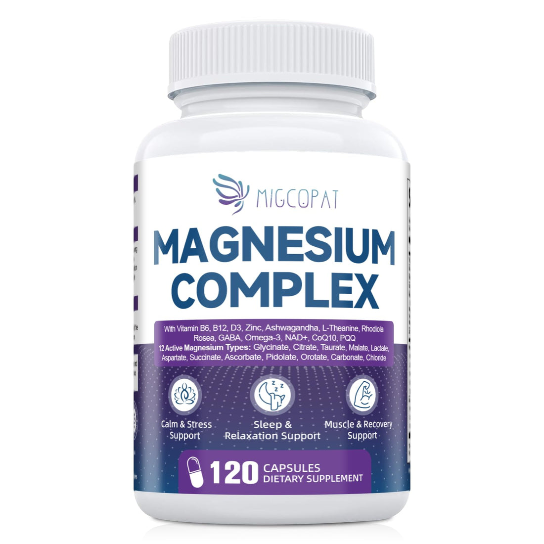 MgCopaT Magnesium Complex supplement bottle and packaging on a white background