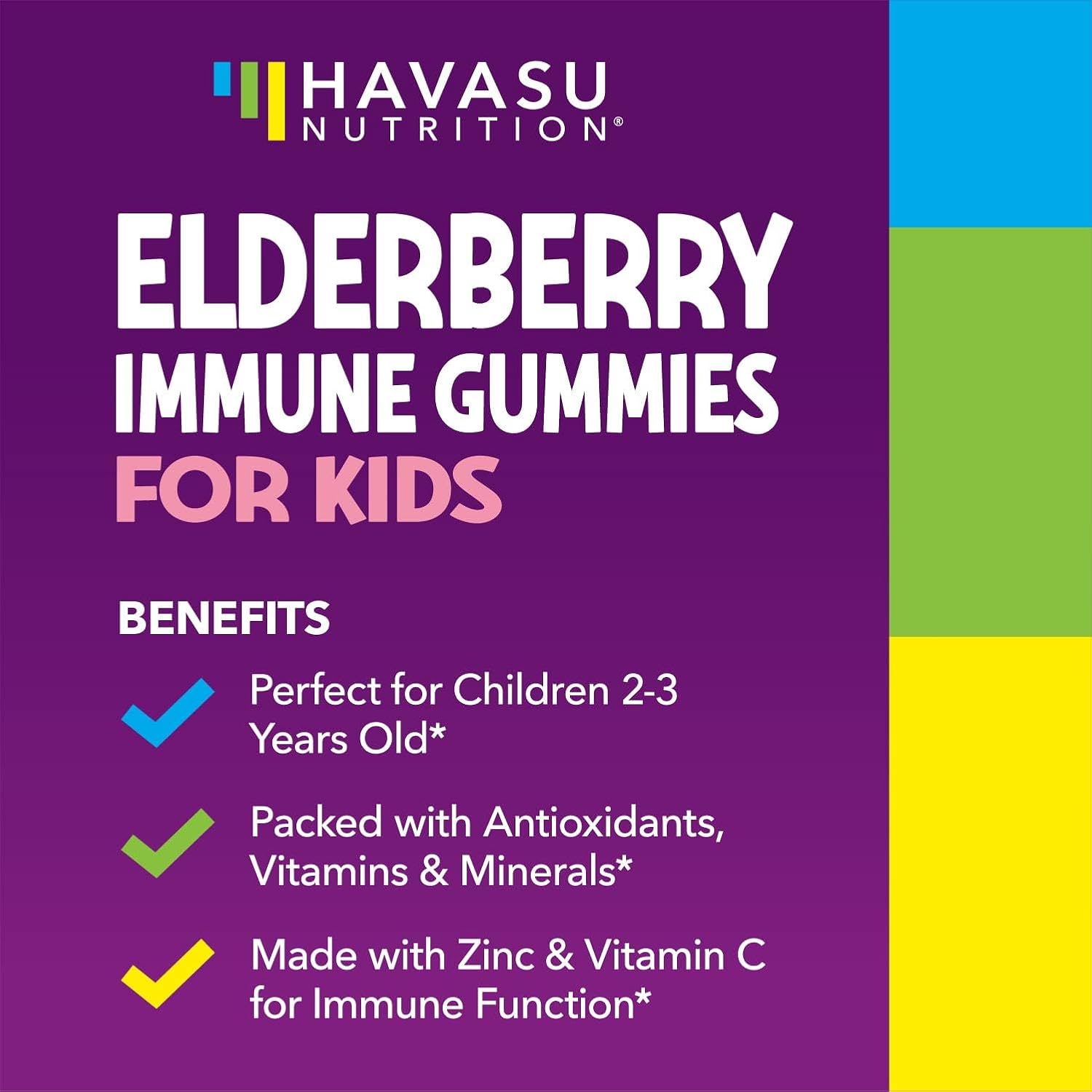 Elderberry Gummies for Kids with Vitamin C & Zinc, Berry, 30 Servings | Vegan, Non-GMO, Gluten Free Immune Support for Children, Daily Defense with Antioxidants & Essential Nutrients, 60 Count