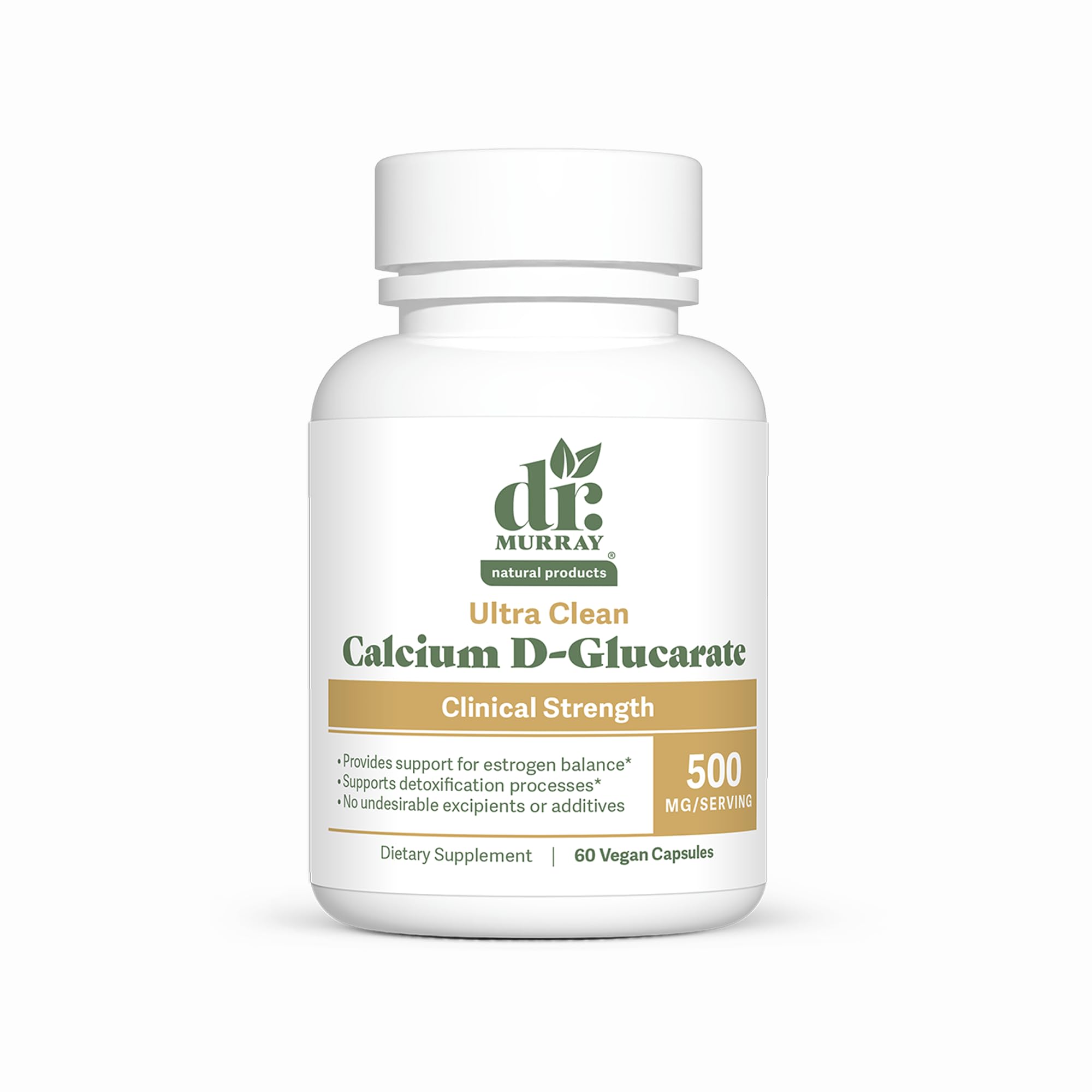 Dr. Murray's Ultra Clean Calcium D-Glucarate 500 mg - Supports Estrogen Metabolism | Liver Detox | Hormonal Balance | Vegan Capsules | 30 Count
