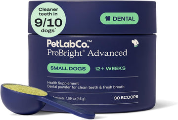 PetLab Co. ProBright Advanced Dental Powder, Small Dogs, 30 Scoops | Three-Time Award-Winning* formula shown to support tartar reduction and fresh breath in 28 days, One scoop daily