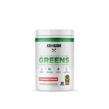 Axe & Sledge Super Greens and Reds Powder – Greens Drink with Superfoods, Probiotics & Digestive Enzymes for Energy, Gut Health & Bloating | Strawberry Banana Axe & SledgeBuy Supplements Australia