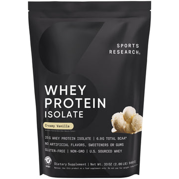 Sports Research Whey Protein Isolate - Sports Nutrition Protein Powder 25g per Serving - 2.06lb Bag Whey Protein - Vanilla Flavor - Bulk Protein Powder, 26 Servings Sports Research buy supplements Au