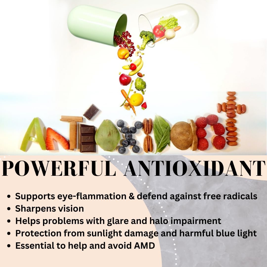 Research Labs Eye Vitamins Enhanced Absorption AREDS 2 Plus Formula 20mg Lutein, 10mg Zeaxanthin, Bilberry, Eyebright, Zinc, ALA, Quercetin & Other Proven Ingredients to Fight Eye Problems