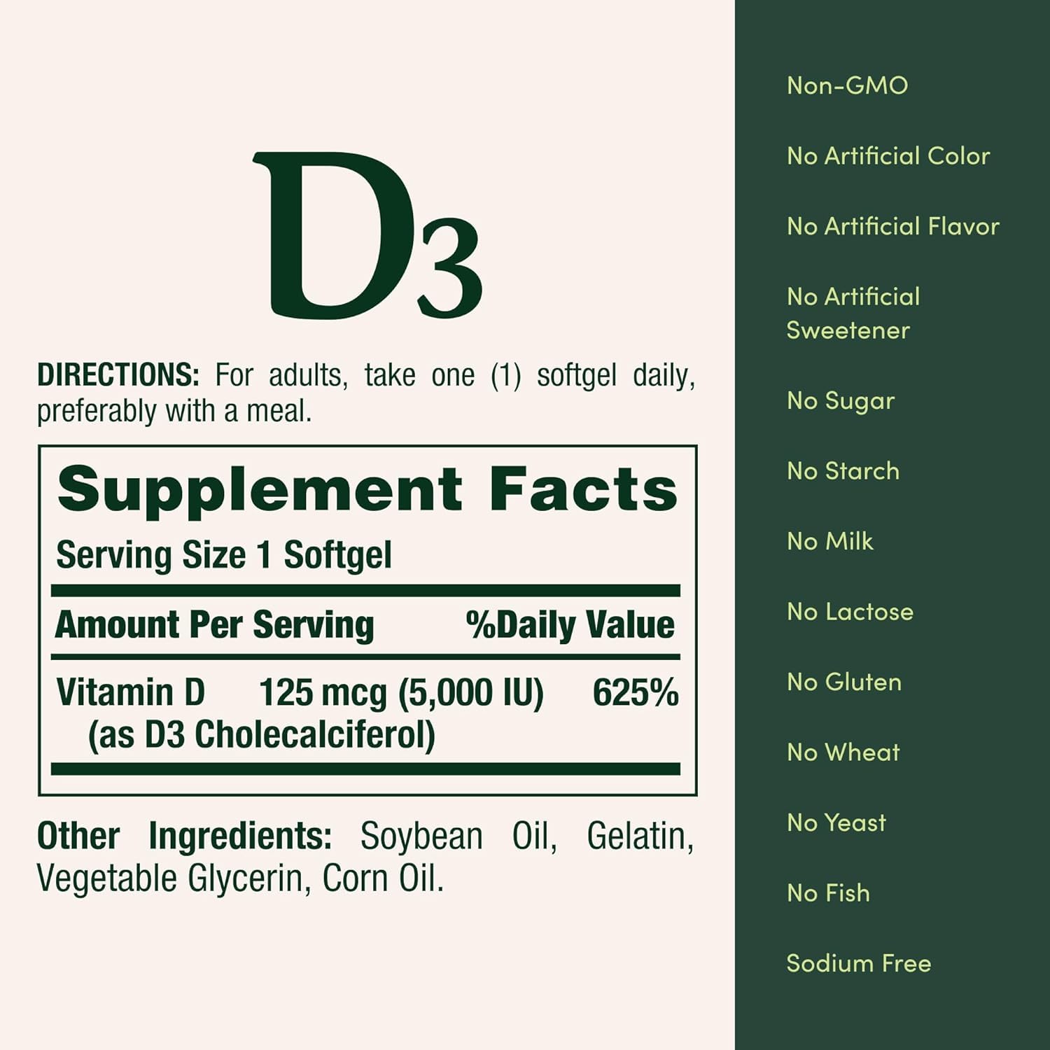Nature's Bounty Immune Health Vitamin D3 5000 iu, Rapid Release 400 Softgels