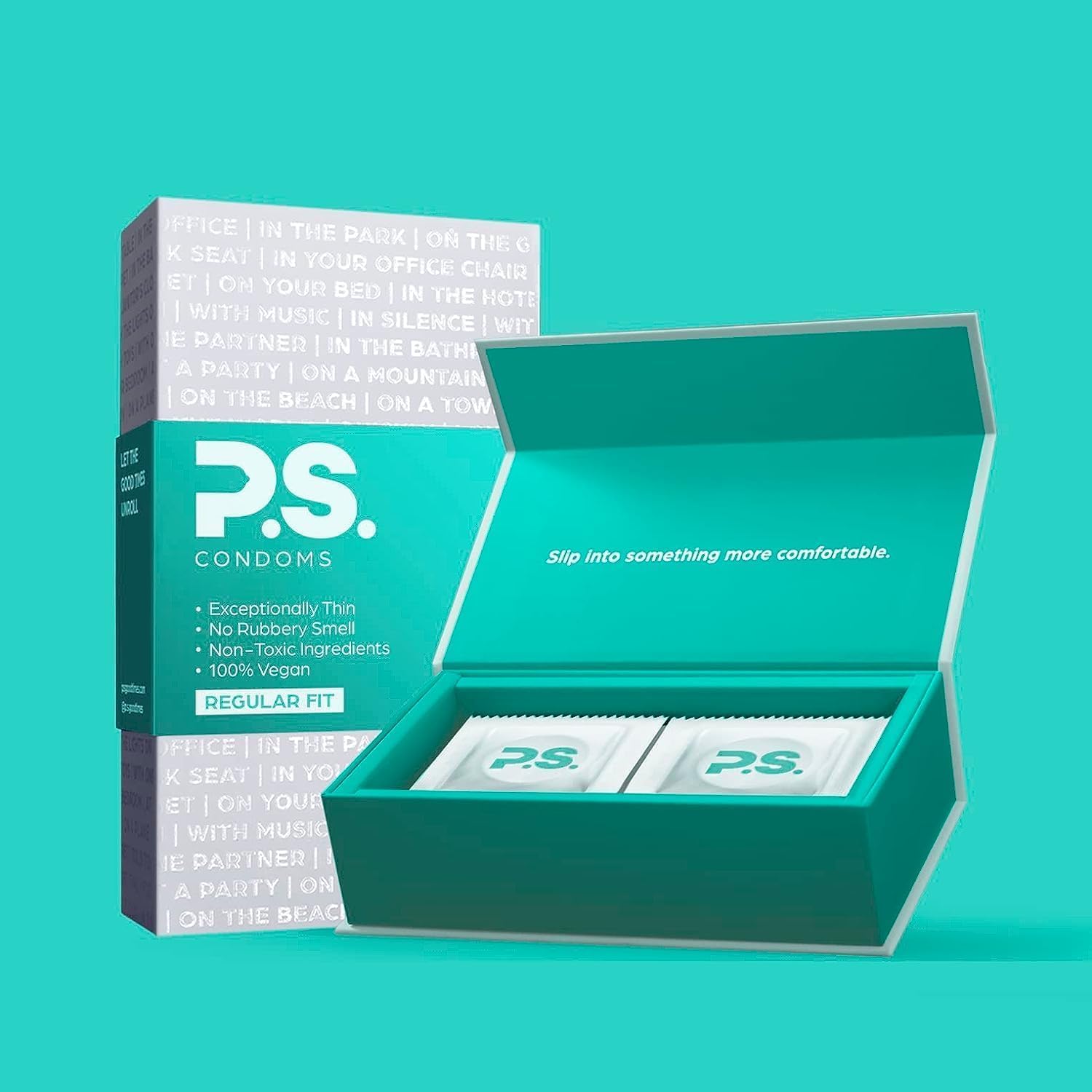 PS Allstar Bundle - 12-Pack of Regular Thin Latex Condoms for Men, Afterparty Oversized Adult Flushable Wipes, Organic Personal Lubricant, and All Natural Testosterone Booster