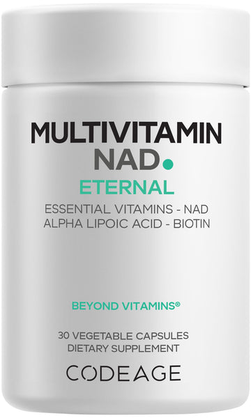 Codeage Multivitamin NAD Supplement - NAD+ Energy & Healthy Aging Support - Vitamin D3 K2, P5P, Methylated B12, Alpha Lipoic Acid, Folate, Riboflavin, Biotin, B Complex Pills - Non-GMO - 30 Capsules CodeageBuy Supplements Australia
