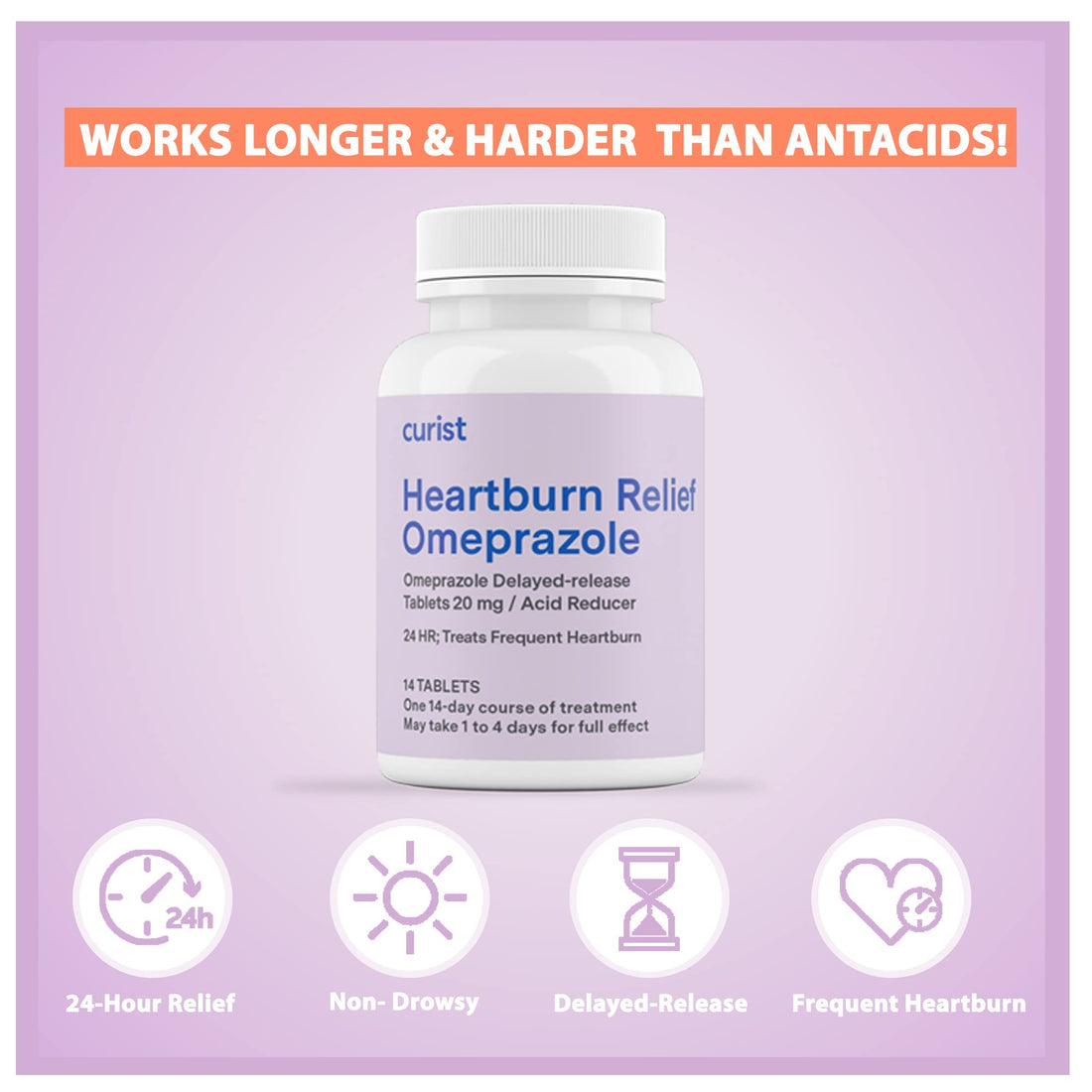 Curist Omeprazole 20mg Tablets Bulk Pack - 84Count Delayed-Release Tablets - Acid Reflux Medicine for Heartburn Relief (2 Pack of 42 Tablets - 84 Total) Curist buy supplements Au