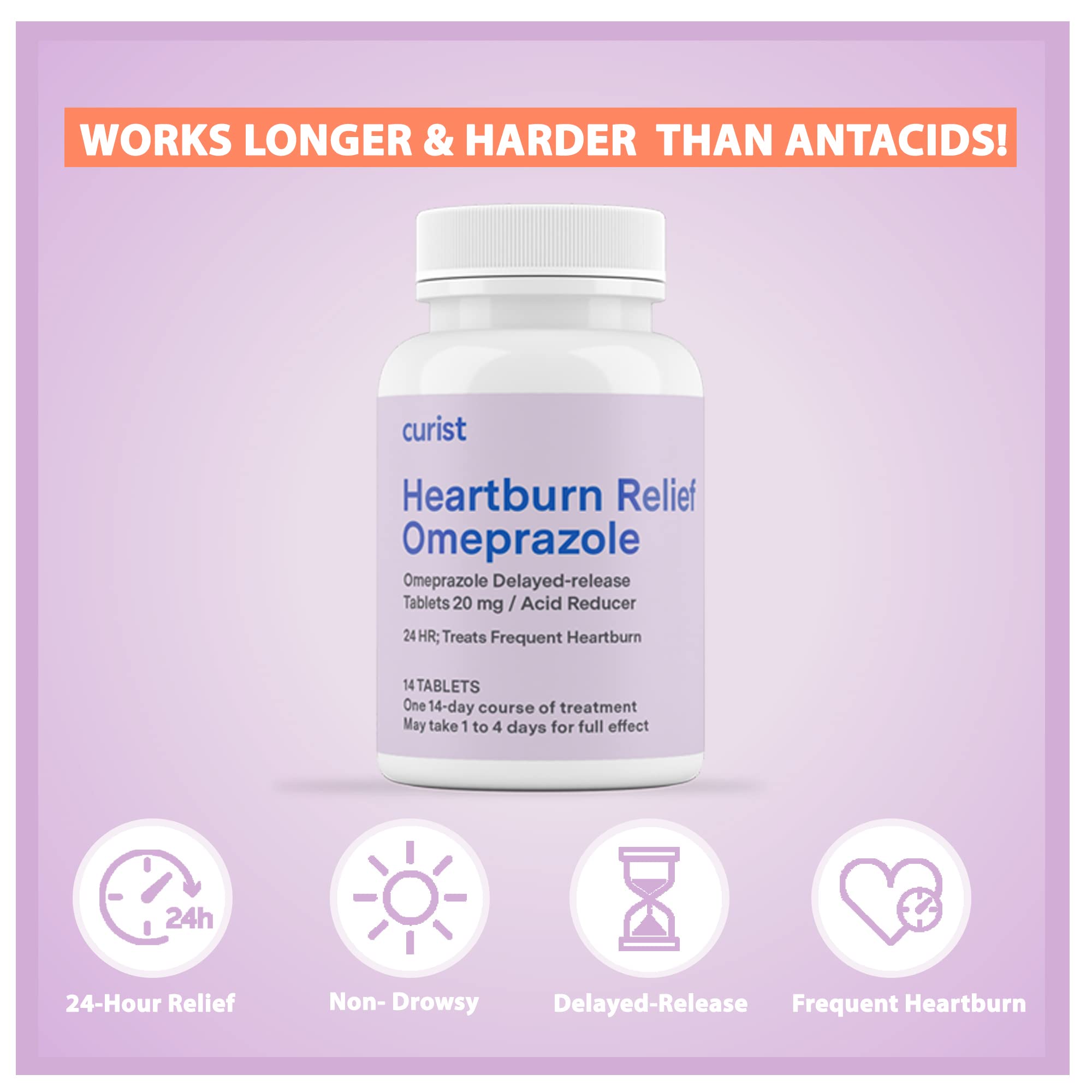 Curist Omeprazole 20mg Tablets Bulk Pack - 84Count Delayed-Release Tablets - Acid Reflux Medicine for Heartburn Relief (2 Pack of 42 Tablets - 84 Total) Curist buy supplements Au
