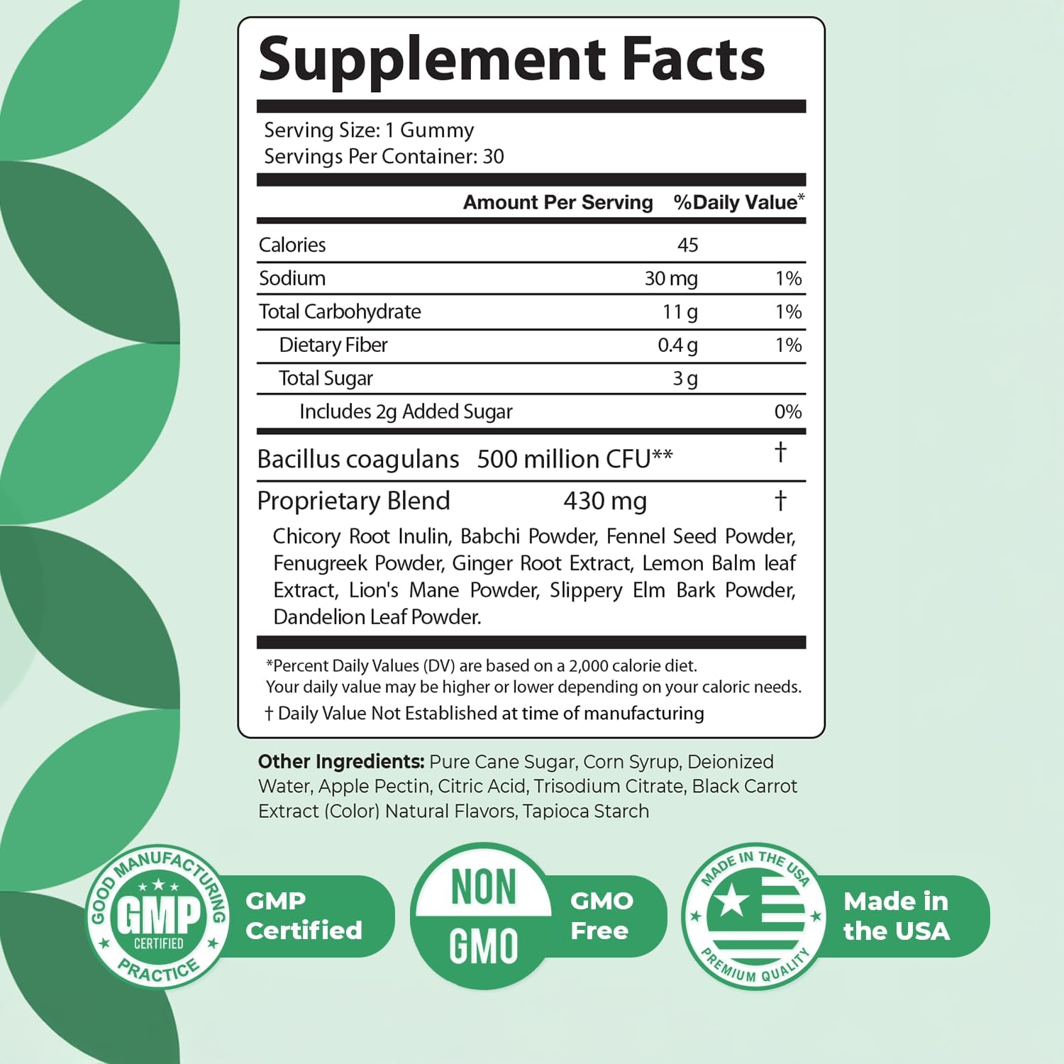 Sequente GutCore – Bacillus Coagulans & Ginger – 30 Ct, 1 Month Supply | Bacillus Coagulans, Chicory Root, Ginger, Lion's Mane & herbal blend | Non-GMO, Made in USA | Chewable gummy