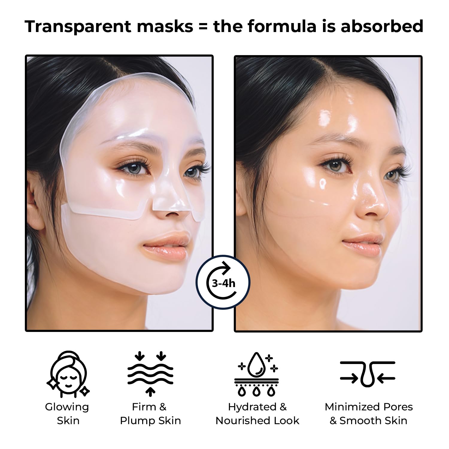 MONIER Collagen Face Mask | Bio-Collagen Real Deep Mask | Overnight Sheet Mask For Glass Skin, Facial Beauty Korean Skin Care, For Dry & Sensitive Skin (4 Pack)