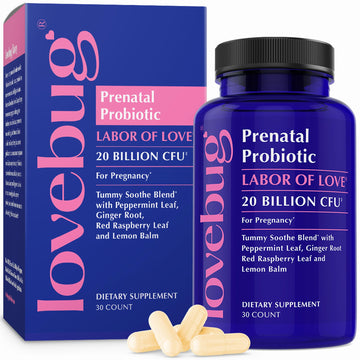 LOVEBUG Prenatal Probiotic | Helps with Morning Sickness, Nausea, Heartburn & Digestion | Helps Baby Microbiome | Multi Strain 20 Billion CFU | 30 Capsules LOVEBUG buy supplements Au